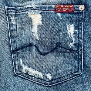 7 For All Mankind Jeans Women's 26 X 24 Blue Mid Rise Stretch Cuffed Crop Denim